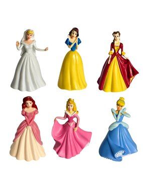 Vtg Disney Princess Figurine Set Cinderella Snow White Belle Ariel Aurora 3"